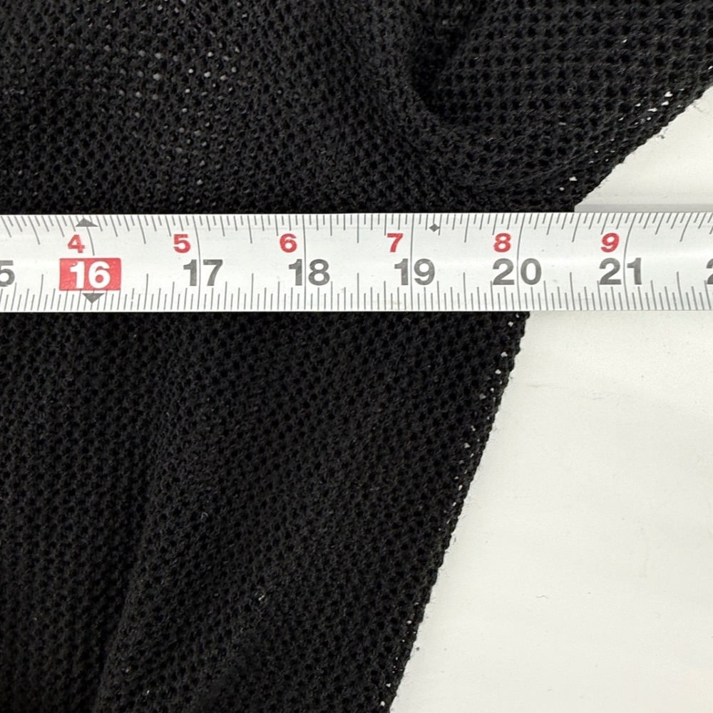 Chicos Black Open Knit Mesh Cardigan Single‎ Snap Button Sz2 - Picture 7 of 10